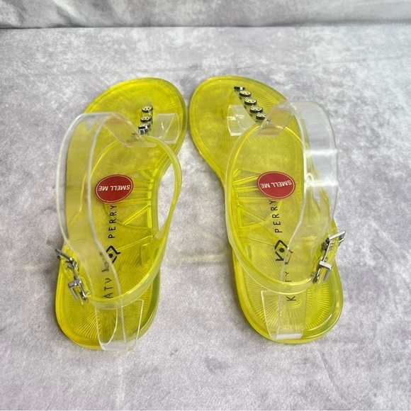 KATY Perry Womens The Geli-Pvc Ankle Strap Smiley Faces Flat Sandals Yellow - Picture 4 of 9